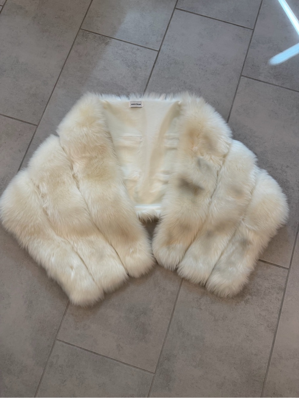 1920s Halloween Roaring Cream Faux Fur Wrap Shawl